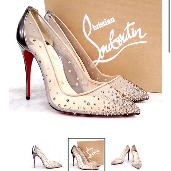 Christian Louboutin Shoes - New Authentic Christian Louboutin Follies Strass Pewter Heel size 37.5